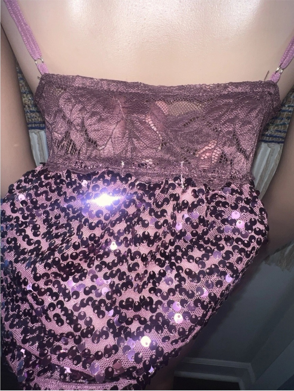 🆕 Free People Right Rhythm Sequin Cami Top Small Wine Combo - Picture 8 of 15